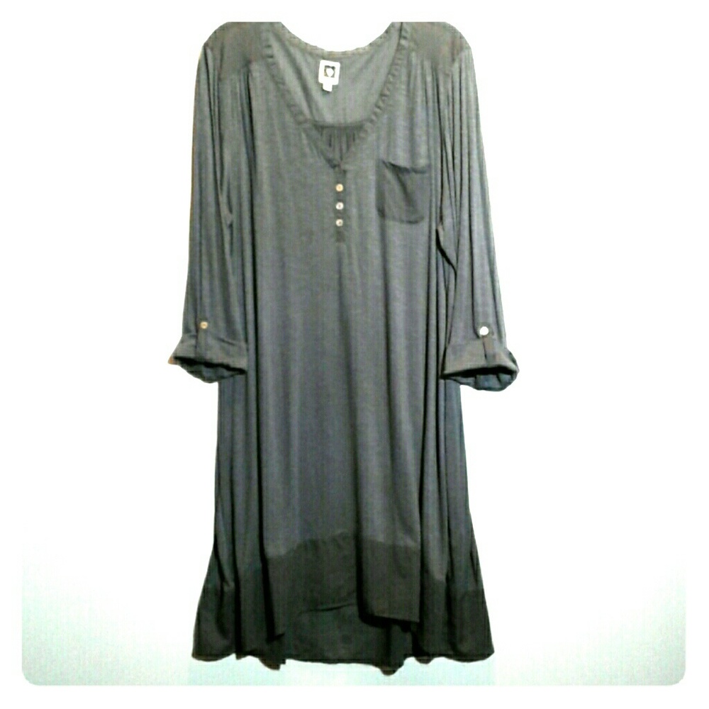 ANNE KLEIN  Pewter Gray Dress, L  44" bust